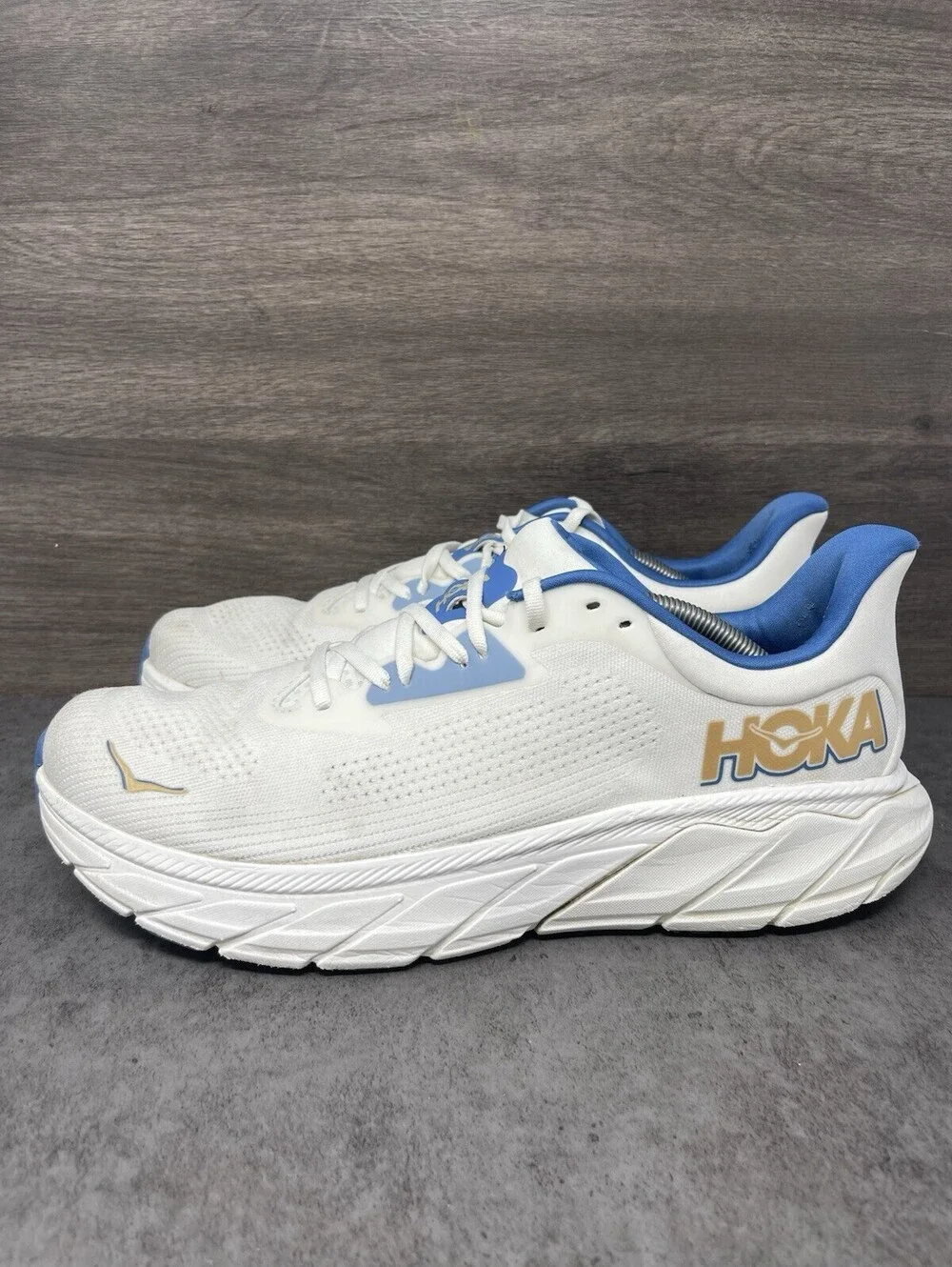 HOKA Arahi 7 Mens Size 12 White Virtual Blue Stability Running Walking Shoes